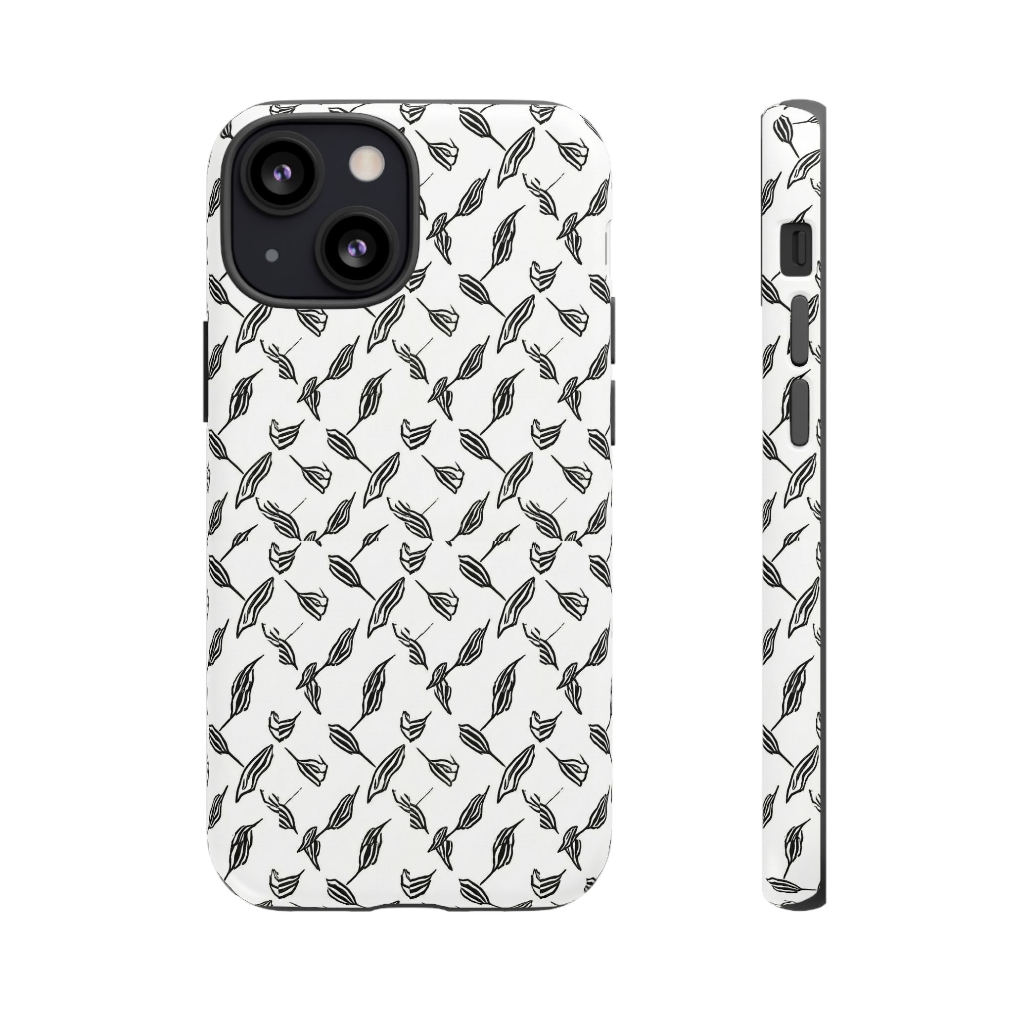 Hummingbird Kufiyah Pattern Tough Phone Case — Black & White Botanical Protective Cover