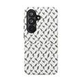Hummingbird Kufiyah Pattern Tough Phone Case — Black & White Botanical Protective Cover