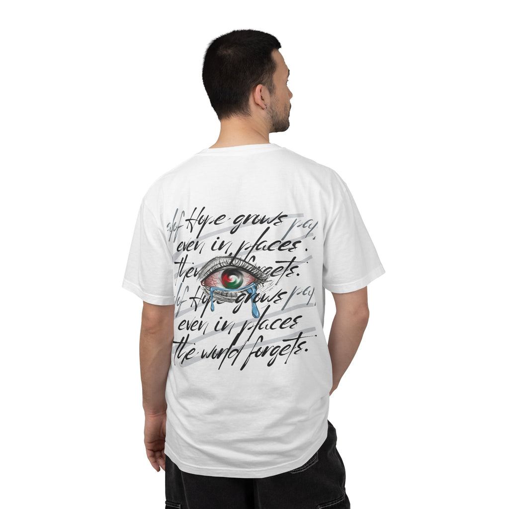 T-Shirt — Watercolor Eye Graphic with Script Back Print